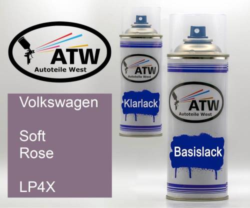 Volkswagen, Soft Rose, LP4X: 400ml Sprühdose + 400ml Klarlack - Set, von ATW Autoteile West.